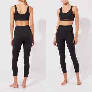 Solid & Striped High Tide Ribbed Bra in Blackout Gold Foil Small $78